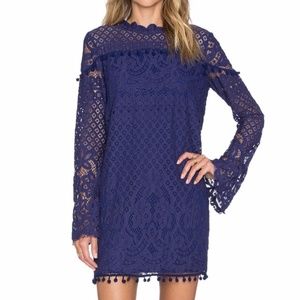 Dark Blue Lace Tularosa Matilda Party Mini Dress